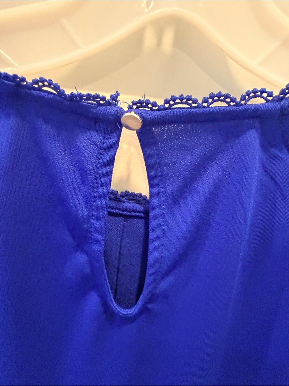 Cable & Gauge Royal Blue Lace Sleeve Blouse Small Crochet Detail Top - Picture 5 of 11